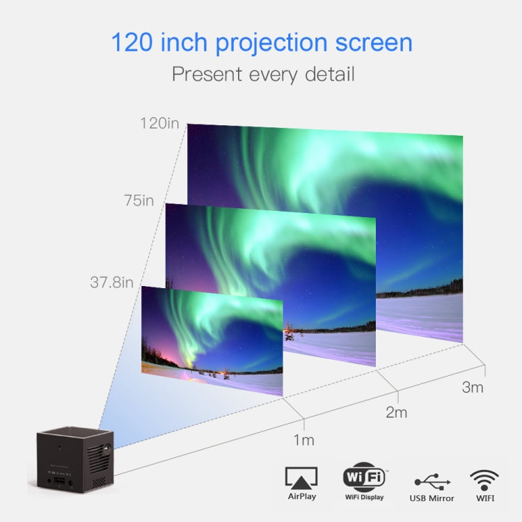 C80 DLP portable HD Projector 120-inch Giant Screen Projector Blu-ray 4K, Android 7.1.2, 2GB + 16GB