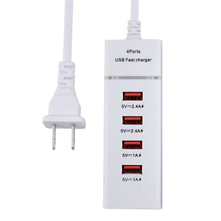 5V 4.1A 4 USB Ports Charger Adapter with Power Plug Cable, Cable Length: 1.5m, US Plug