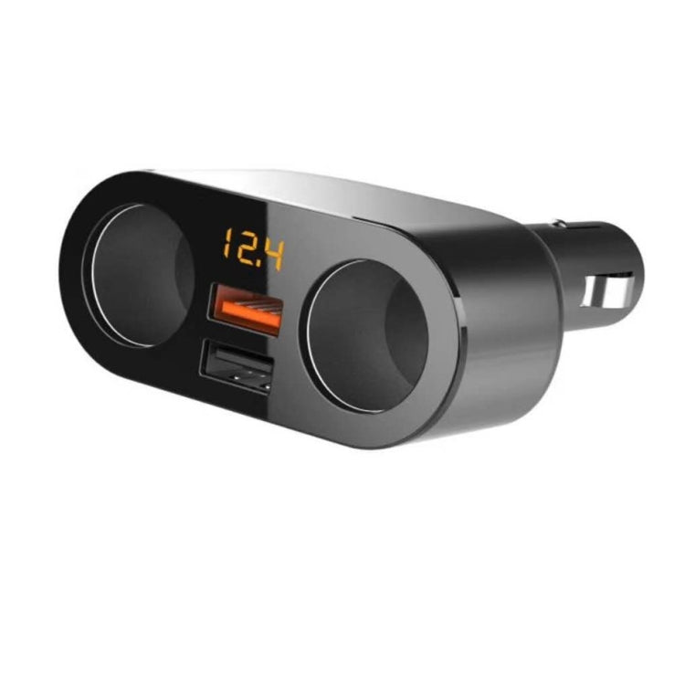 2 Cigarette Lighters + 2 USB Ports Multi-function Car Charger with Digital Display-Reluova