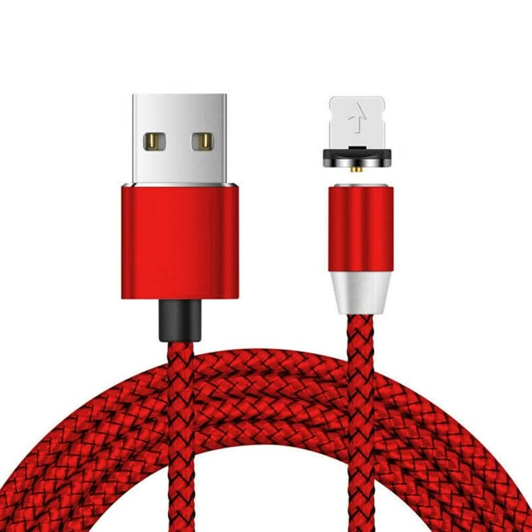 USB to 8 Pin Magnetic Metal Connector Nylon Two-color Braided Magnetic Data Cable, Cable Length: 1m