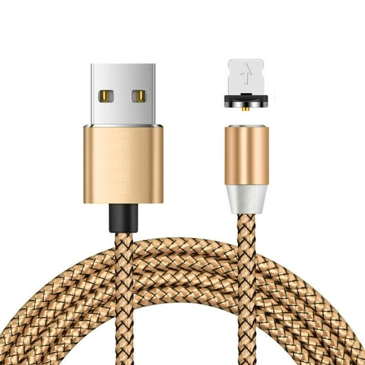 USB to 8 Pin Magnetic Metal Connector Nylon Two-color Braided Magnetic Data Cable, Cable Length: 1m