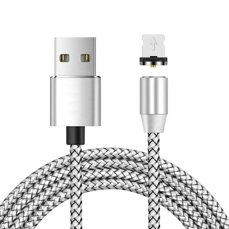 USB to 8 Pin Magnetic Metal Connector Nylon Two-color Braided Magnetic Data Cable, Cable Length: 1m