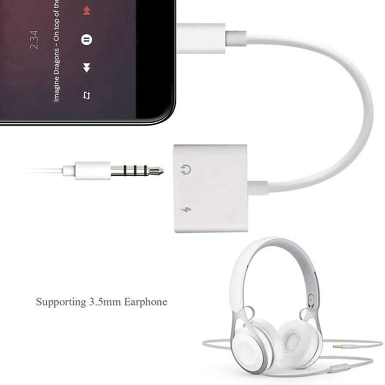 ZS-KL21804 2 in 1 8 Pin to 3.5mm Audio + 8 Pin Charging Interface, Earphone Adapter, Suitable for All IOS Systems