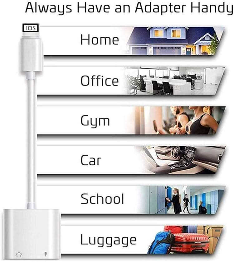 ZS-KL21804 2 in 1 8 Pin to 3.5mm Audio + 8 Pin Charging Interface, Earphone Adapter, Suitable for All IOS Systems