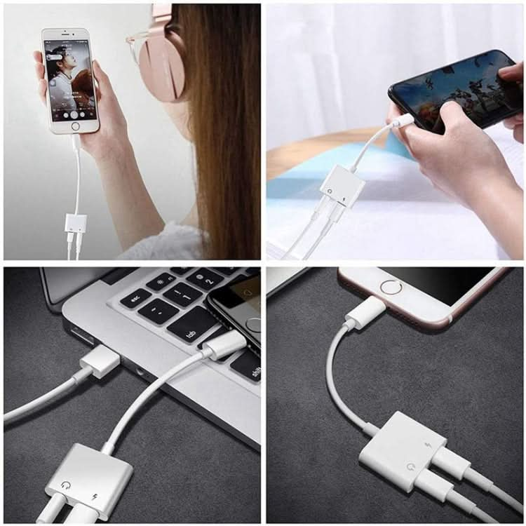 ZS-KL21804 2 in 1 8 Pin to 3.5mm Audio + 8 Pin Charging Interface, Earphone Adapter, Suitable for All IOS Systems