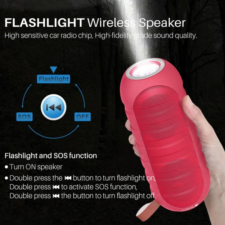 NewRixing NR3025L Portable Stereo Wireless Bluetooth Speaker with LED Flashlight & TF Card Slot & FM, Built-in Microphone