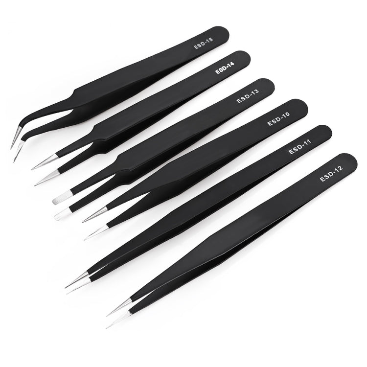 6 in 1 Stainless Steel Anti Static tweezers set