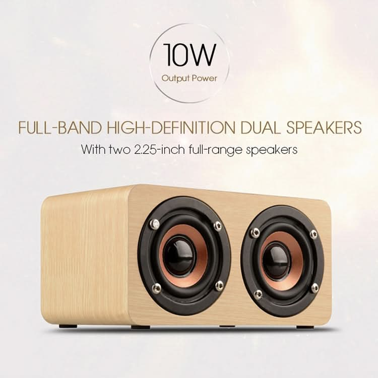 W5 Portable HiFi Shock Bass Wooden Bluetooth Speaker