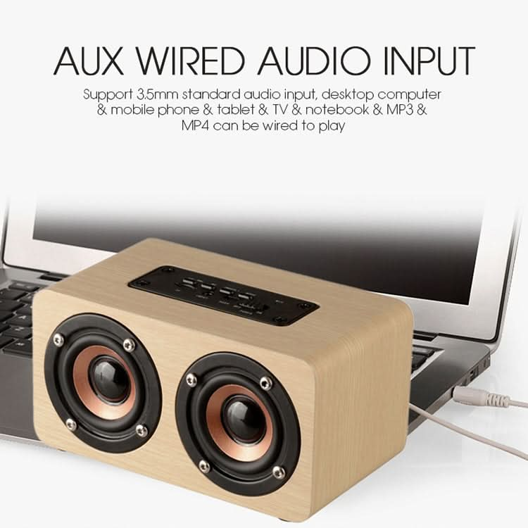 W5 Portable HiFi Shock Bass Wooden Bluetooth Speaker