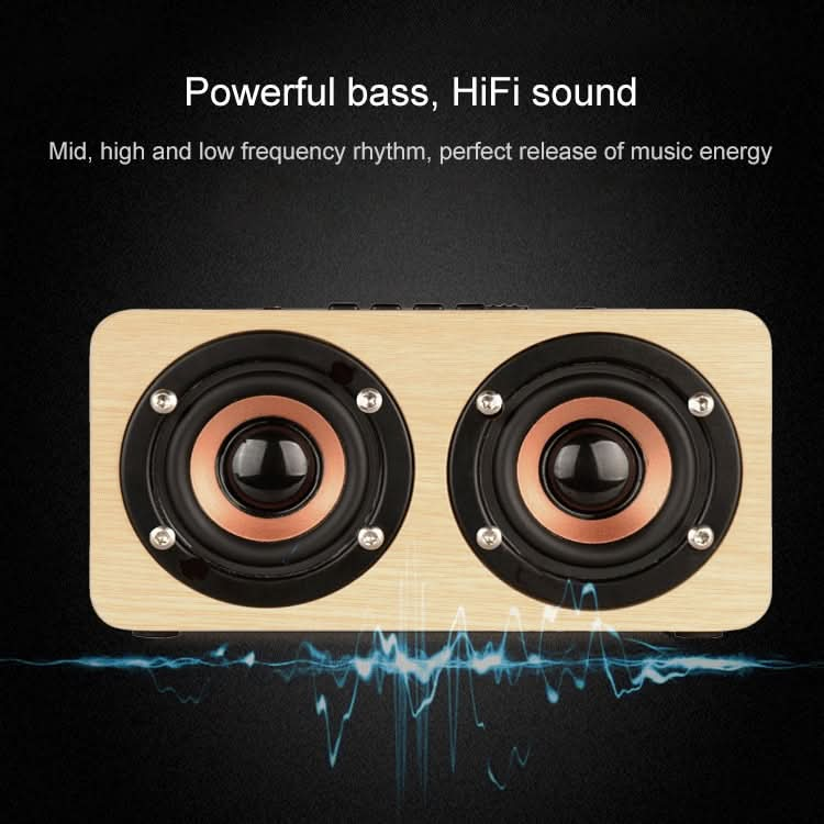 W5 Portable HiFi Shock Bass Wooden Bluetooth Speaker