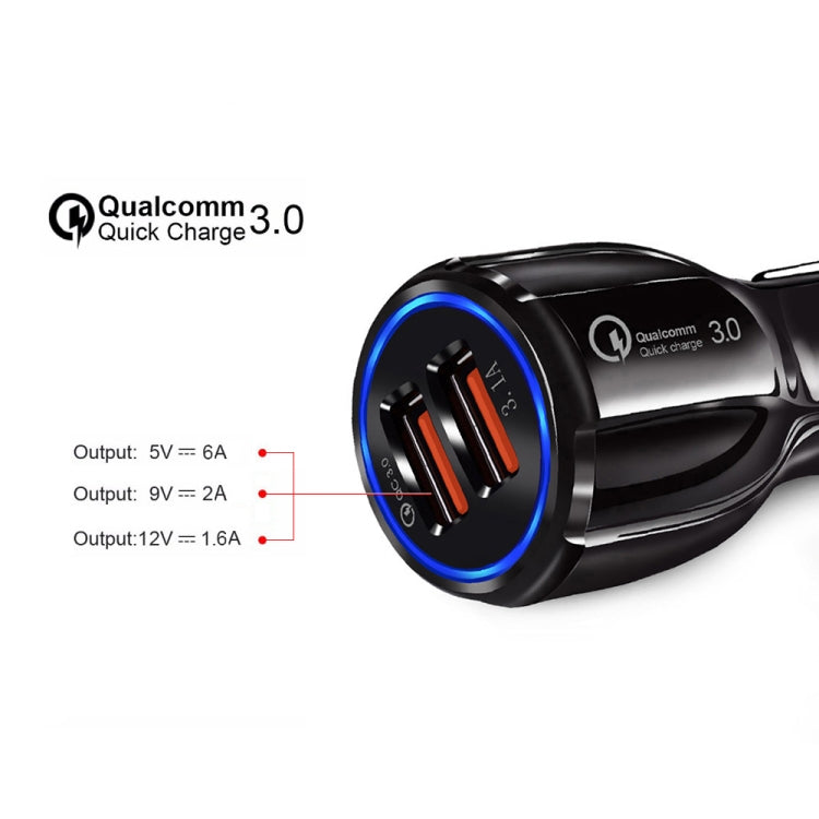 Qc3.0 Dual USB 6A Vehicle Fast Charger / Mobile Phone Tablet Fast Charging