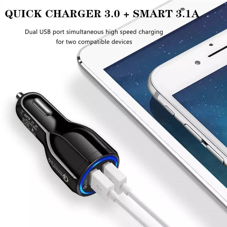 Qc3.0 Dual USB 6A Vehicle Fast Charger / Mobile Phone Tablet Fast Charging