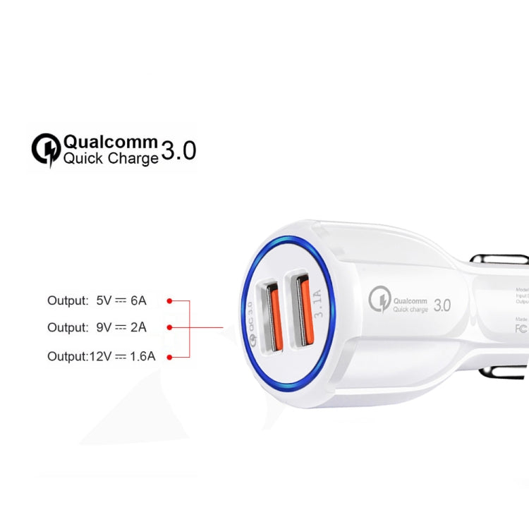 Qc3.0 Dual USB Car Charger + Micro USB Fast Charging Cable Car Charging Kit ÎҵÄÉ̵ê