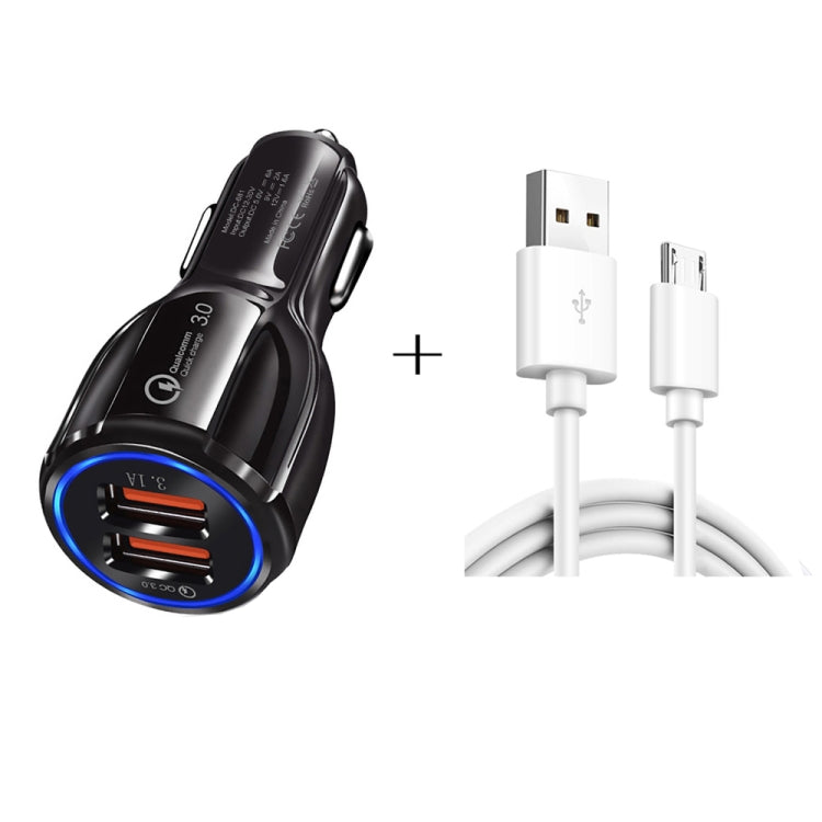 Qc3.0 Dual USB Car Charger + Micro USB Fast Charging Cable Car Charging Kit ÎҵÄÉ̵ê