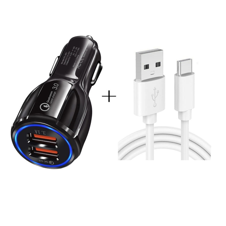 Qc3.0 Dual USB Car Charging + Type-C Fast Charging Cable Car Charging Kit ÎҵÄÉ̵ê