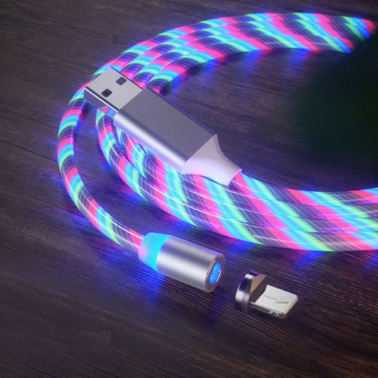 USB to 8 Pin Magnetic Suction Colorful Streamer Mobile Phone Charging  Cable, Length: 1m