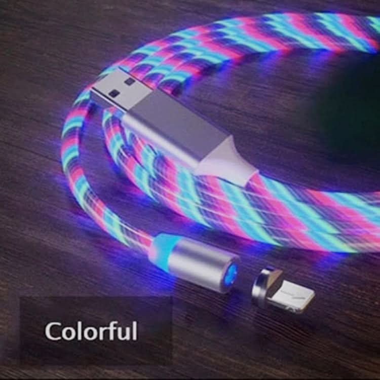 USB to 8 Pin Magnetic Suction Colorful Streamer Mobile Phone Charging  Cable, Length: 1m