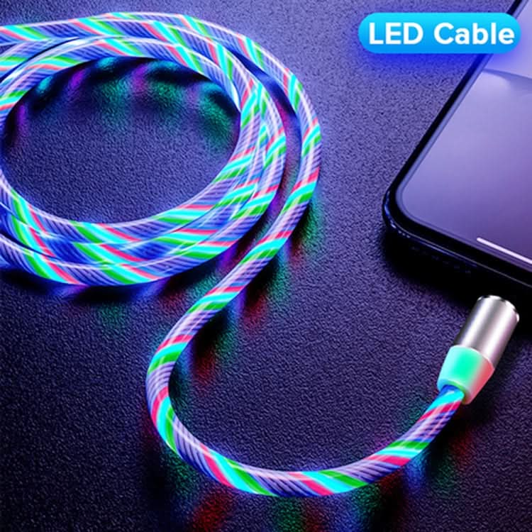 USB to 8 Pin Magnetic Suction Colorful Streamer Mobile Phone Charging  Cable, Length: 1m