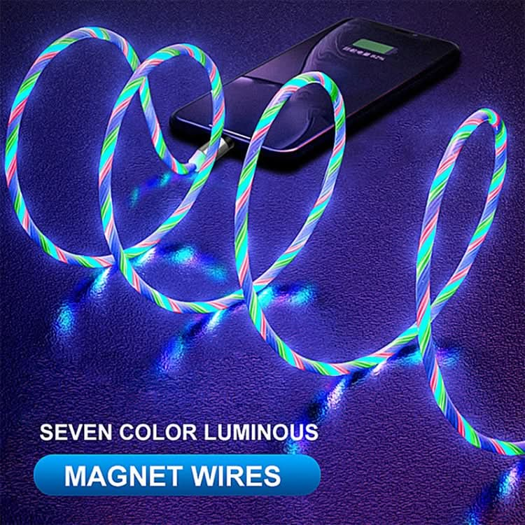 USB to 8 Pin Magnetic Suction Colorful Streamer Mobile Phone Charging  Cable, Length: 1m