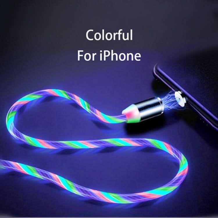 USB to 8 Pin Magnetic Suction Colorful Streamer Mobile Phone Charging  Cable, Length: 1m