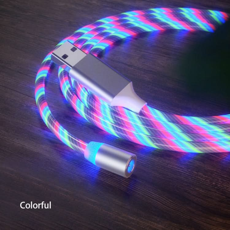 USB to 8 Pin Magnetic Suction Colorful Streamer Mobile Phone Charging  Cable, Length: 1m