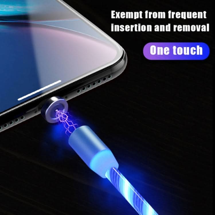 2 in 1 USB to 8 Pin + Micro USB Magnetic Suction Colorful Streamer Mobile Phone Charging Cable, Length: 1m