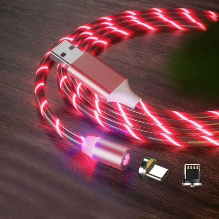 2 in 1 USB to 8 Pin + Type-C / USB-C Magnetic Absorption Colorful Streamer Mobile Phone Charging Cable, Length: 1m