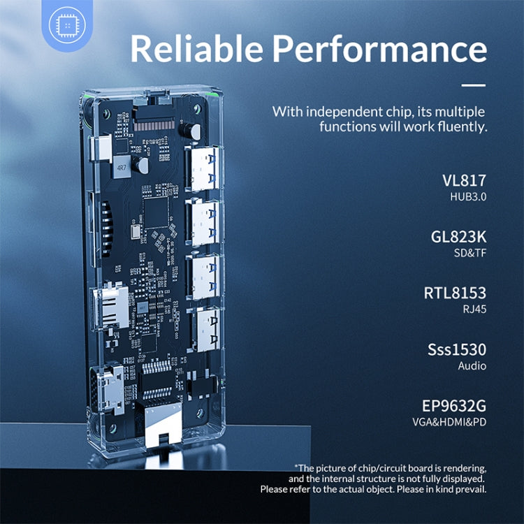 ORICO WB-8P 8-in-1 Type-C Transparent HUB