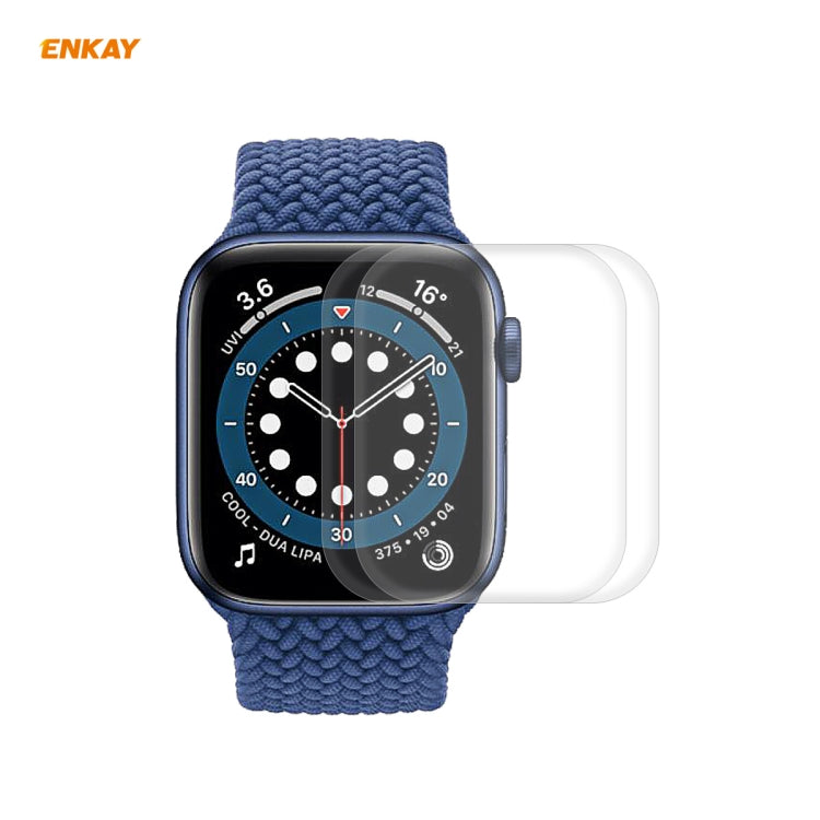 2 PCS For Apple Watch Series 6/5/4/SE 44mm ENKAY Hat-Prince 3D Full Screen PET Curved Hot Bending HD Screen Protector Film