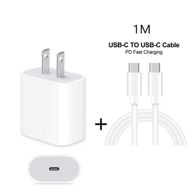 2 in 1 PD 20W Single USB-C / Type-C Port Travel Charger + 3A PD 3.0 USB-C / Type-C to USB-C / Type-C Fast Charge Data Cable Set, Cable Length: 1m, US Plug-Reluova