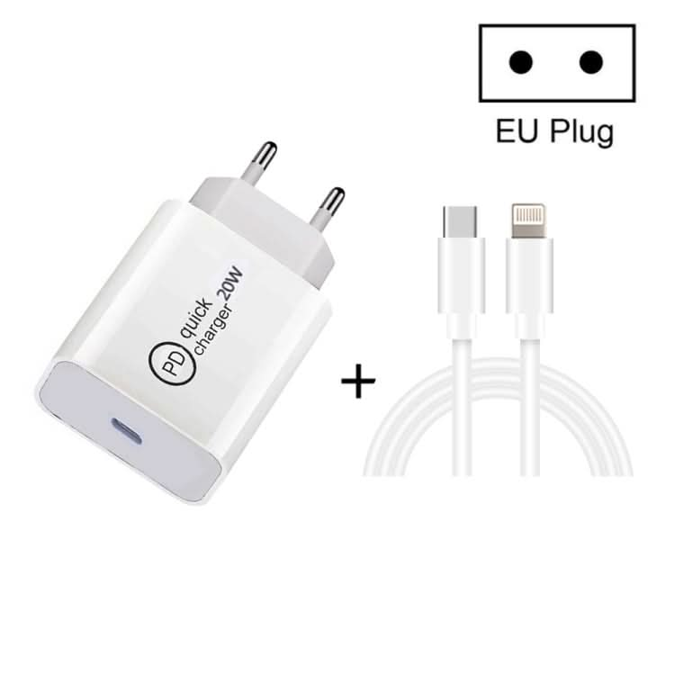 SDC-20W 2 in 1 PD 20W USB-C / Type-C Travel Charger + 3A PD3.0 USB-C / Type-C to 8 Pin Fast Charge Data Cable Set, Cable Length: 2m,