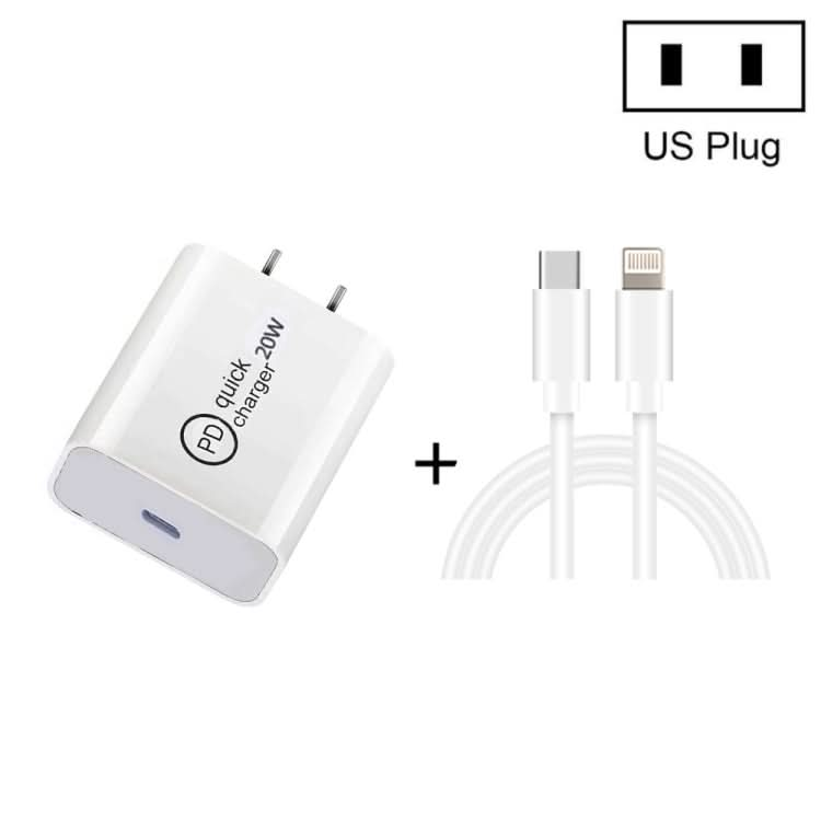 SDC-20W 2 in 1 PD 20W USB-C / Type-C Travel Charger + 3A PD3.0 USB-C / Type-C to 8 Pin Fast Charge Data Cable Set, Cable Length: 2m,