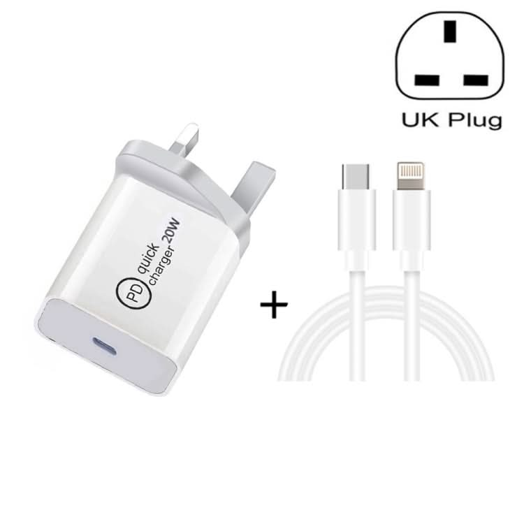 SDC-20W 2 in 1 PD 20W USB-C / Type-C Travel Charger + 3A PD3.0 USB-C / Type-C to 8 Pin Fast Charge Data Cable Set, Cable Length: 2m,