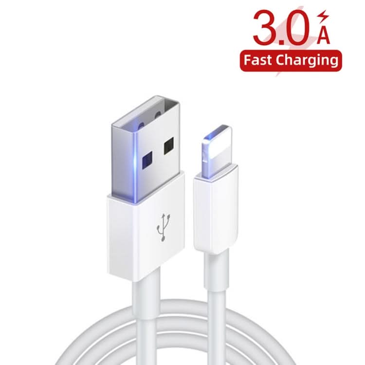 XJ-019 2.4A USB Male to 8 Pin Male Interface Fast Charging Data Cable,  Length: 3m