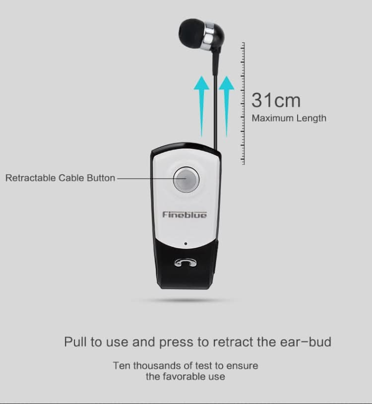 F960 CSR4.1 Retractable Cable Caller Vibration Reminder Anti-theft Bluetooth Headset