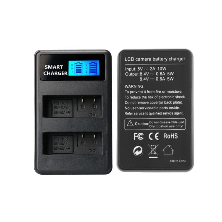 For Nikon EN-EL14/EN-EL14a Smart LCD Display USB Dual-Channel Charger My Store