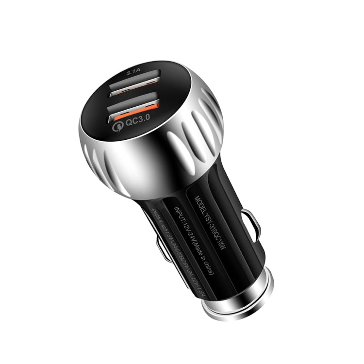 YSY-310QC18W QC3.0 Dual Port USB Car Charger + 3A USB to Micro USB Data Cable, Cable Length: 1m