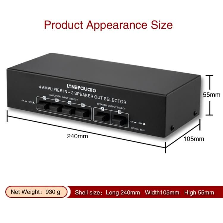 B042 4-in 2-out Power Amplifier Sound Switcher Loudspeaker Switch Distributor, 300W Per Channel Lossless Sound Quality My Store