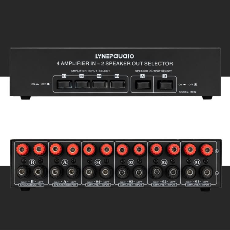 B042 4-in 2-out Power Amplifier Sound Switcher Loudspeaker Switch Distributor, 300W Per Channel Lossless Sound Quality My Store