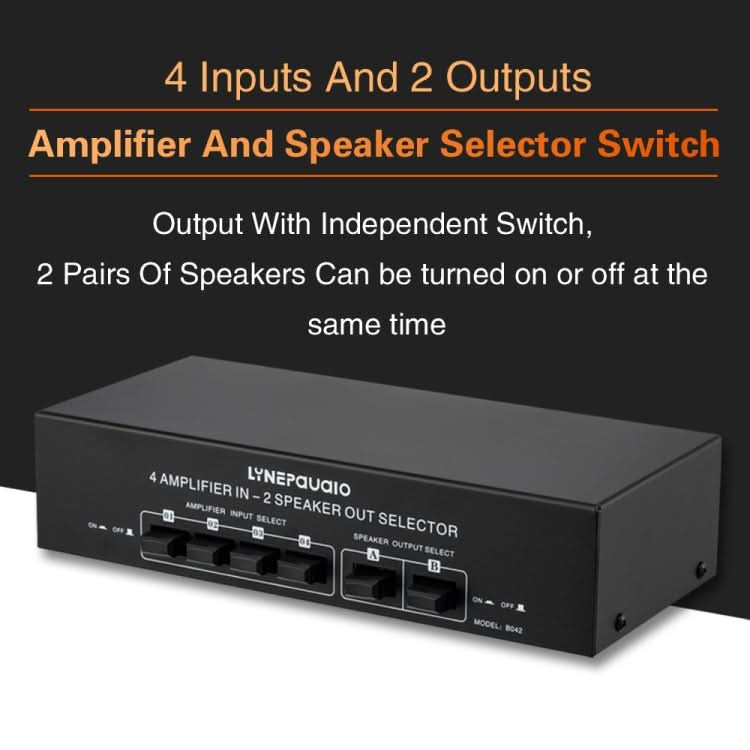 B042 4-in 2-out Power Amplifier Sound Switcher Loudspeaker Switch Distributor, 300W Per Channel Lossless Sound Quality My Store