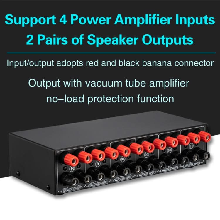 B042 4-in 2-out Power Amplifier Sound Switcher Loudspeaker Switch Distributor, 300W Per Channel Lossless Sound Quality My Store