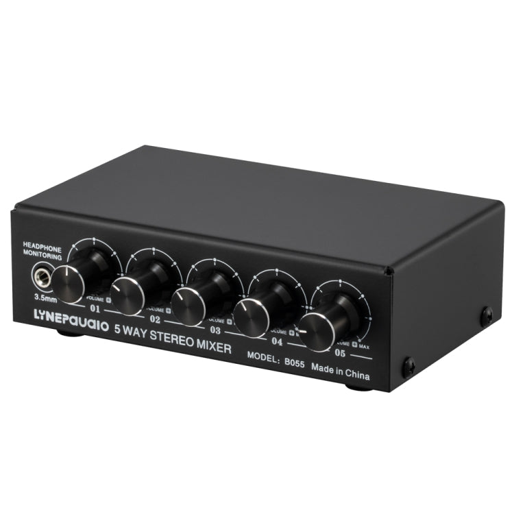 B055 5-Channel Active Stereo Mixer Multi-Channel Mixer with Independent Volume Adjustment  & USB 5V Power Output & Headphone Monitoring, US Plug My Store