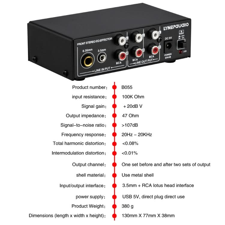 3-Channel Mixer Front Stereo Amplifier High / Mid / Bass Adjuster, USB 5V Power Supply, US Plug My Store