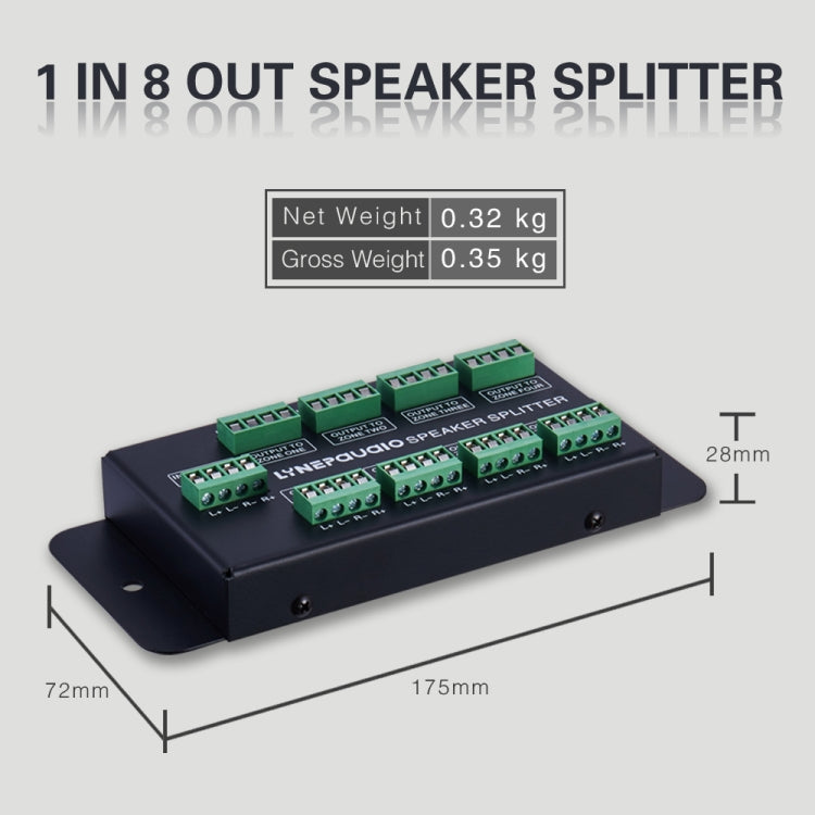 1 In 8 Out Amplifier And Sound Speaker Distributor, 8-Area Sound Source, Signal Distribution Panel, Audio Input, 300W Per Channel