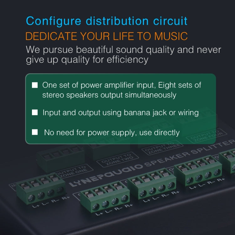 1 In 8 Out Amplifier And Sound Speaker Distributor, 8-Area Sound Source, Signal Distribution Panel, Audio Input, 300W Per Channel