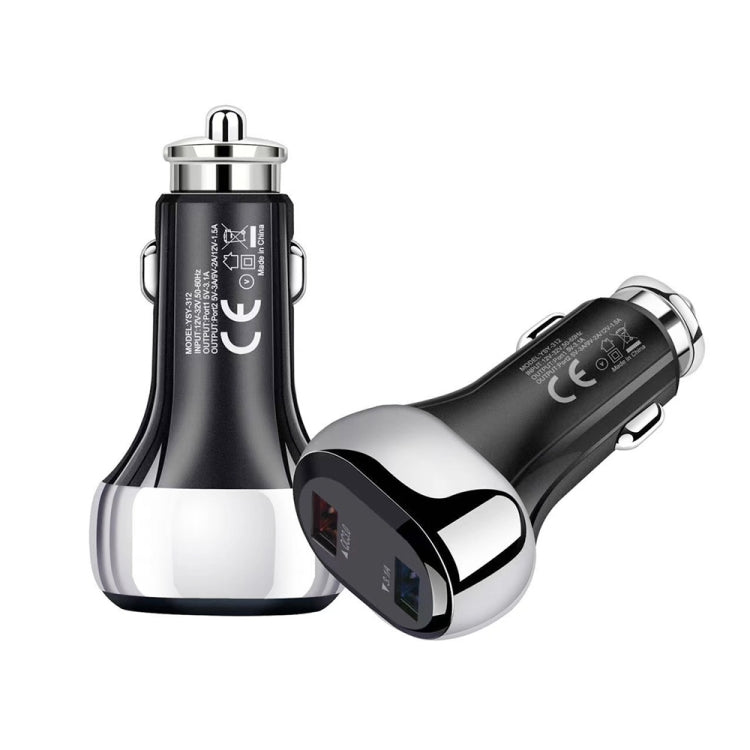 YSY-312 18W Portable QC3.0 Dual USB Mobile Phones and Tablet PCs Universal Car Charger