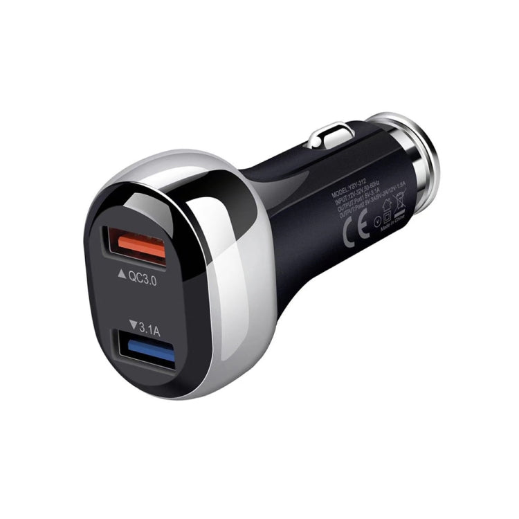 YSY-312 18W Portable QC3.0 Dual USB Mobile Phones and Tablet PCs Universal Car Charger