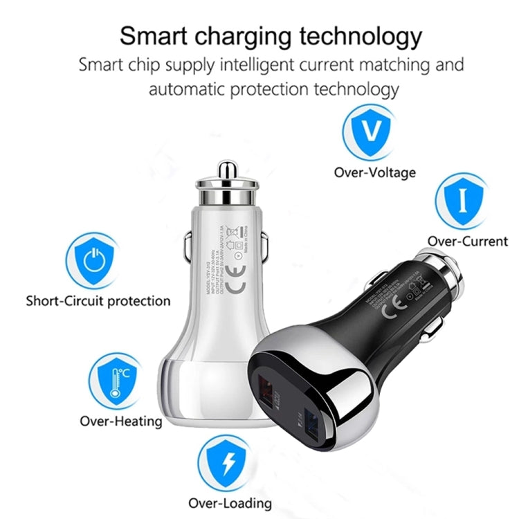 YSY-312 18W Portable QC3.0 Dual USB Mobile Phones and Tablet PCs Universal Car Charger