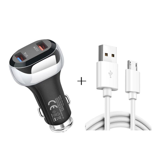 YSY-312 2 in 1 18W Portable QC3.0 Dual USB Car Charger + 1m 3A USB to Micro USB Data Cable Set ÎҵÄÉ̵ê