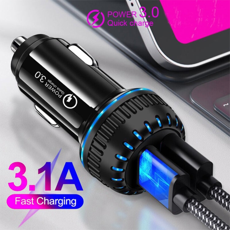 YSY-349 QC3.0 Dual USB Port Car Charger + 1m 3A USB to Micro USB Data Cable ÎҵÄÉ̵ê